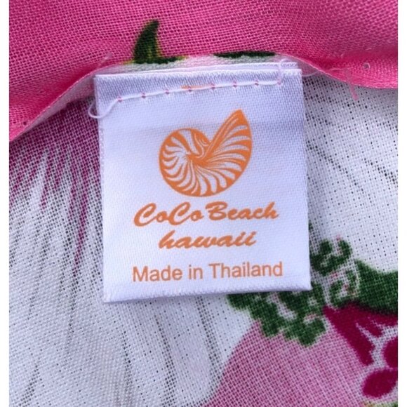 Coco Beach Hawaii Hibiscus Print Sarong in Pink White Green Orange 72 - Picture 4 of 5